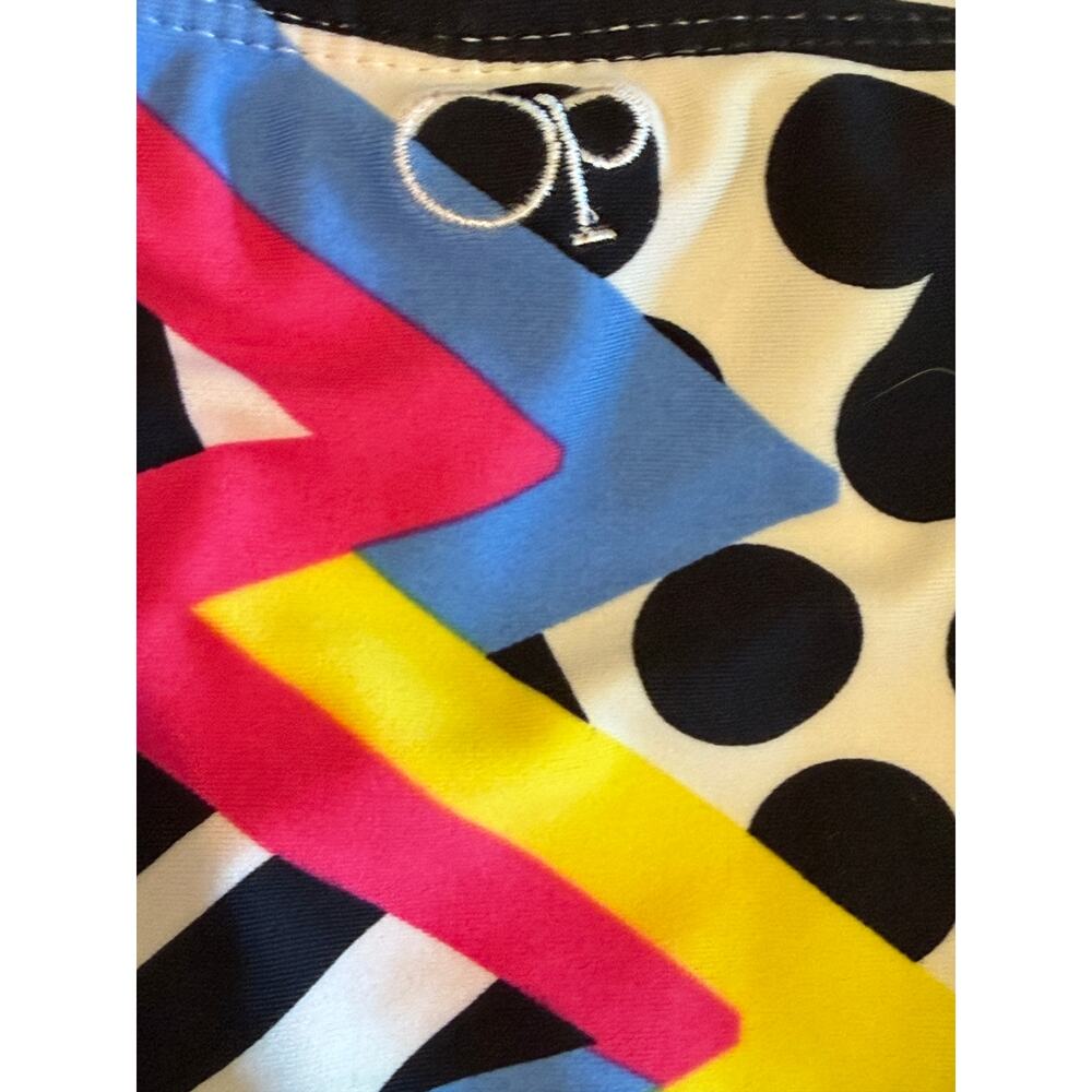 OP Bikini Set 80s 90s Colorful Geometric Print Large Black White Pink Yellow - Picture 6 of 7